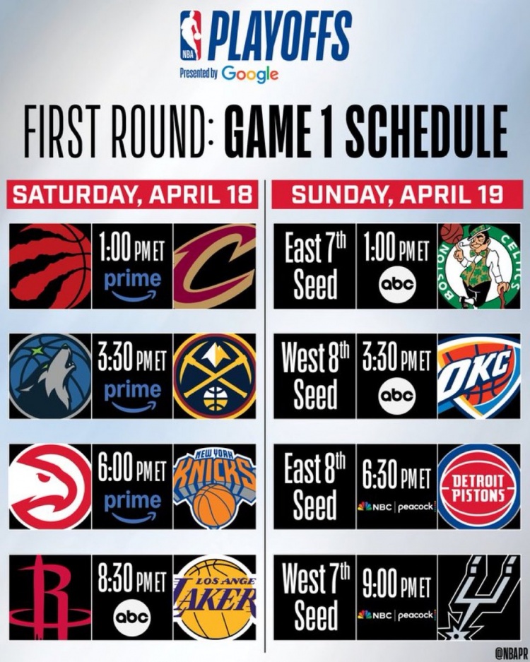 V体育下载-首轮G1赛程出炉：19日1点骑士首战 8点30火箭vs湖人 20日雷刺亮相